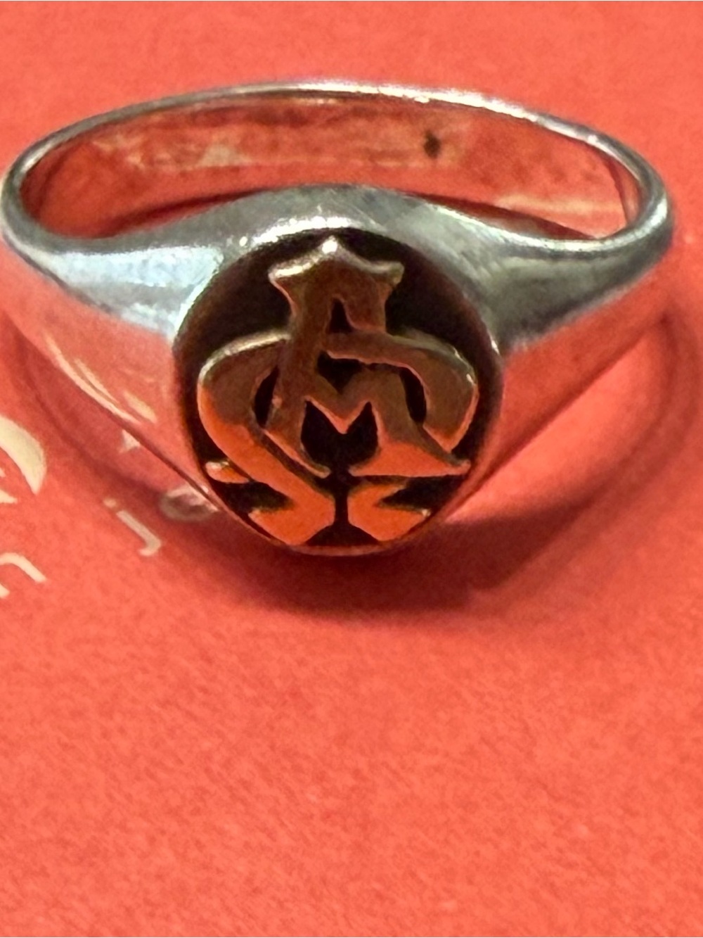 Retired James Avery Alpha Omega Ring 14K gold/Serling silver
